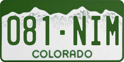 CO license plate 081NIM