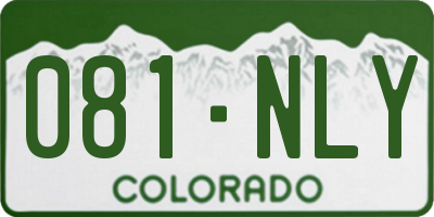 CO license plate 081NLY
