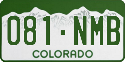 CO license plate 081NMB