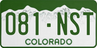 CO license plate 081NST