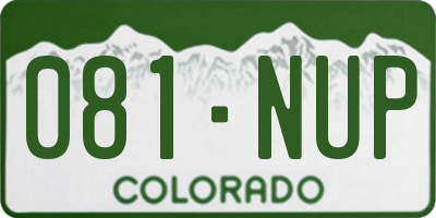CO license plate 081NUP
