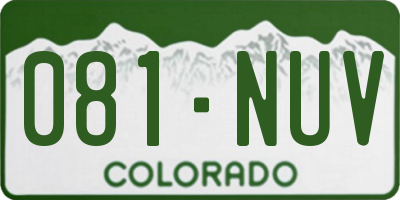 CO license plate 081NUV