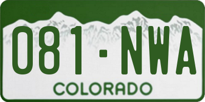 CO license plate 081NWA