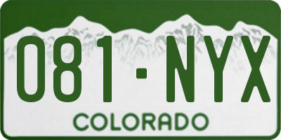 CO license plate 081NYX