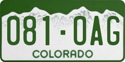 CO license plate 081OAG