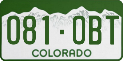 CO license plate 081OBT