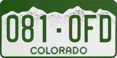 CO license plate 081OFD