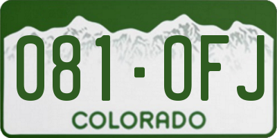 CO license plate 081OFJ