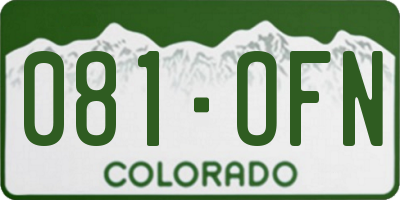 CO license plate 081OFN