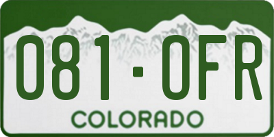CO license plate 081OFR