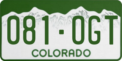 CO license plate 081OGT