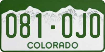 CO license plate 081OJO
