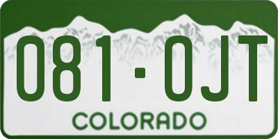 CO license plate 081OJT