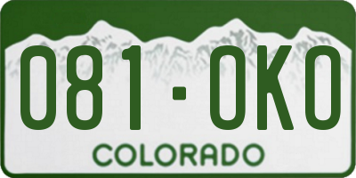 CO license plate 081OKO