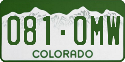 CO license plate 081OMW