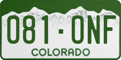 CO license plate 081ONF