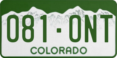 CO license plate 081ONT