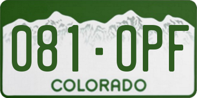CO license plate 081OPF