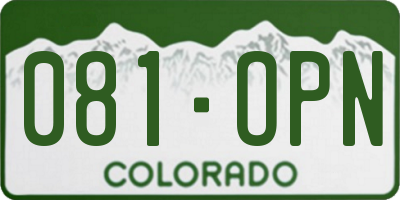 CO license plate 081OPN