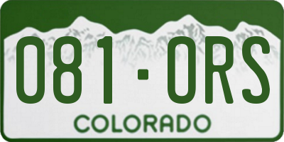 CO license plate 081ORS