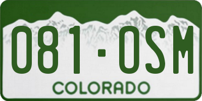 CO license plate 081OSM