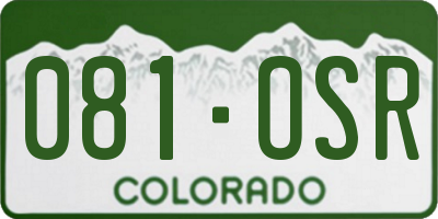 CO license plate 081OSR