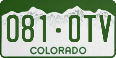 CO license plate 081OTV