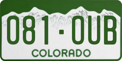 CO license plate 081OUB