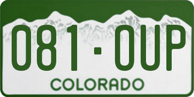 CO license plate 081OUP