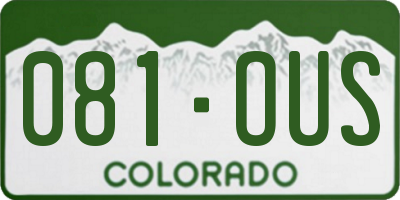 CO license plate 081OUS