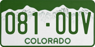CO license plate 081OUV