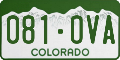 CO license plate 081OVA