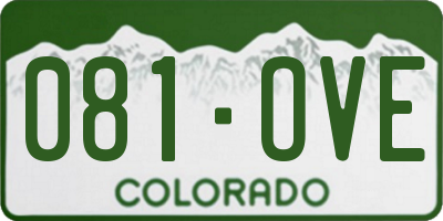 CO license plate 081OVE