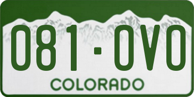 CO license plate 081OVO