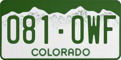 CO license plate 081OWF