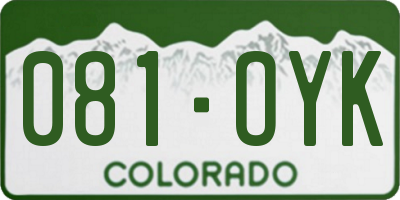 CO license plate 081OYK