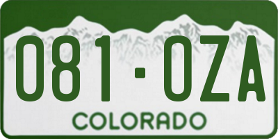 CO license plate 081OZA