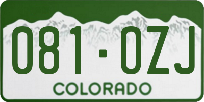 CO license plate 081OZJ