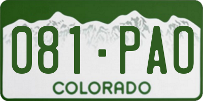 CO license plate 081PAO