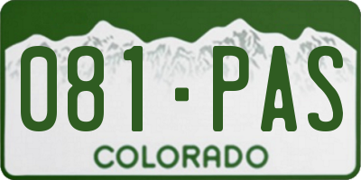 CO license plate 081PAS