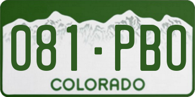 CO license plate 081PBO