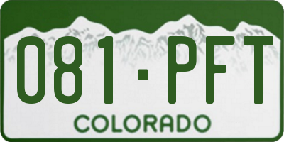 CO license plate 081PFT
