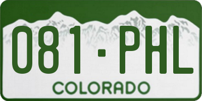 CO license plate 081PHL