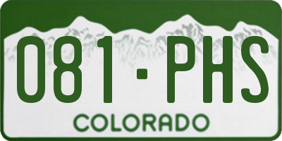 CO license plate 081PHS