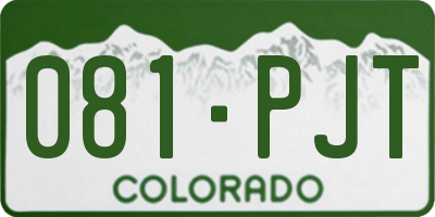 CO license plate 081PJT