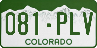 CO license plate 081PLV