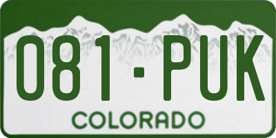 CO license plate 081PUK