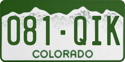 CO license plate 081QIK