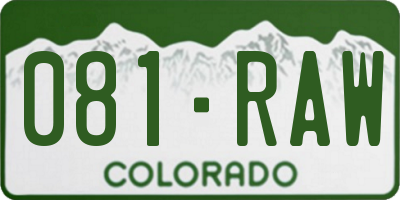 CO license plate 081RAW