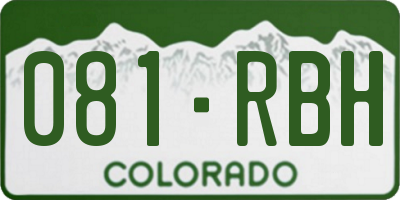 CO license plate 081RBH